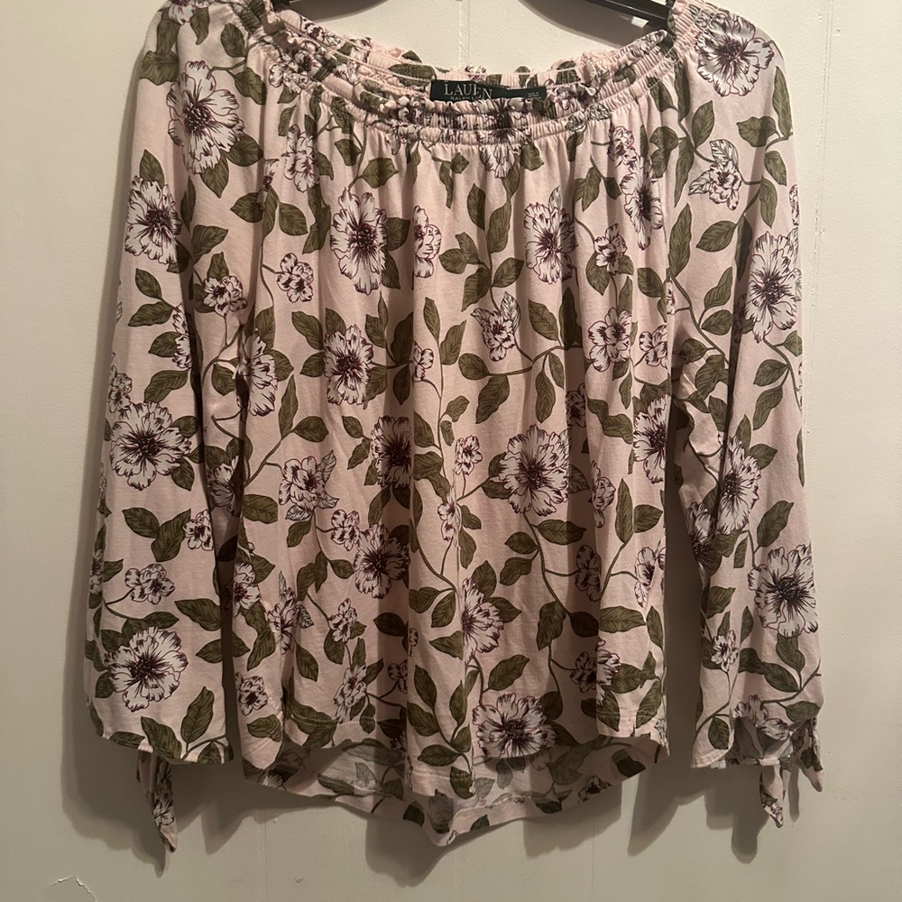 Ralph Lauren Pink Smocked Blouse with Long Sleeves